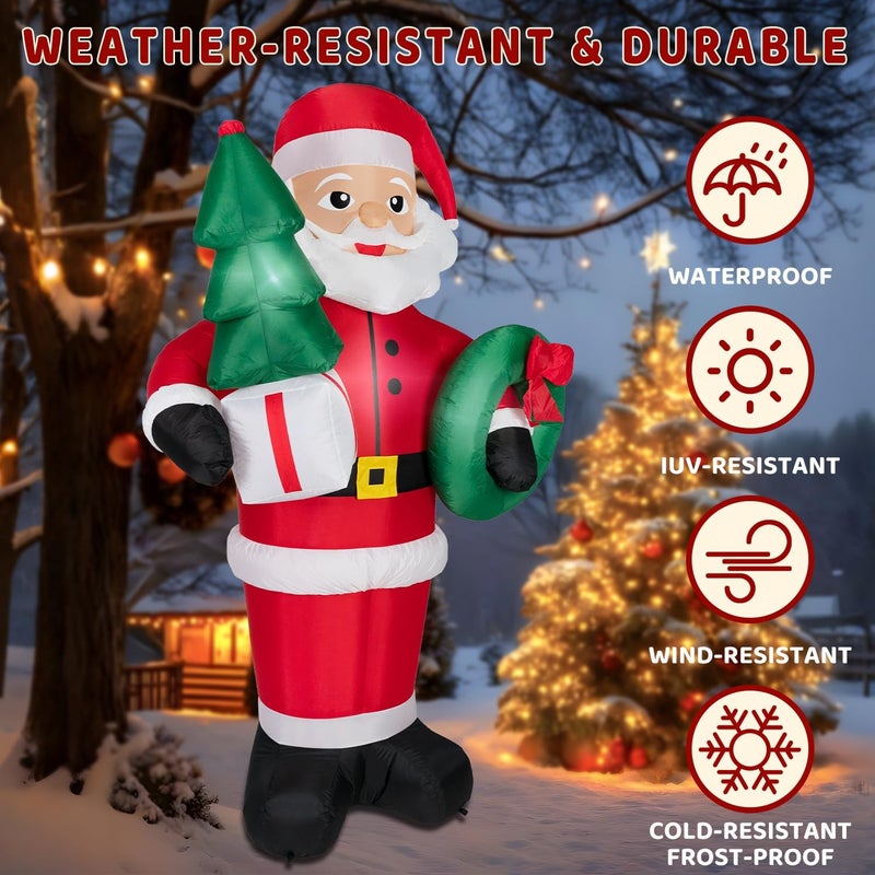 Kendane 8FT Christmas Inflatables Santa Claus with Christmas Tree,Inflatables Decorations Outdoor/Indoor,Christmas Blow Up Santa Claus Yard Decorations Built-in LED Lights,for Yard/Lawn/Garden. - Image 3